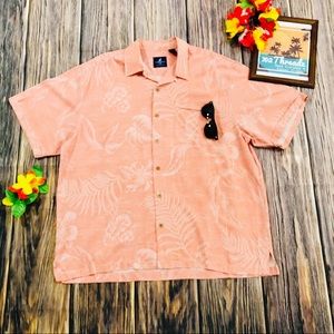 Caribbean Joe Hawaiian Style 100% Silk Shirt
